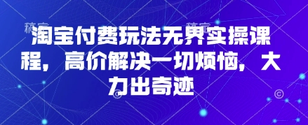 淘宝付费玩法无界实操课程，高价解决一切烦恼，大力出奇迹-轻创终点站