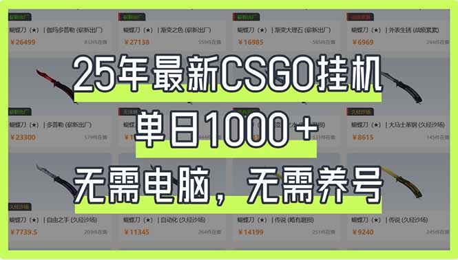 （14178期）25年最新CSGO挂机系统，单日1000+，无需电脑，无需养号，0基础可上手-轻创终点站